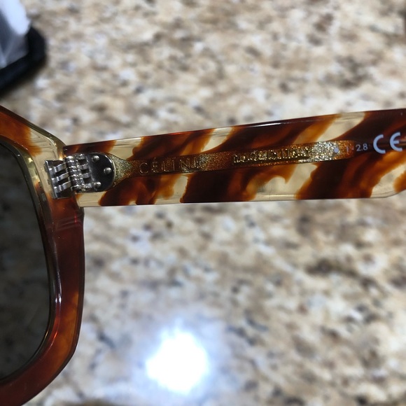 Celine 52MM Dark Havana Classic Tortoise Shell Logo Temple Designer Sunglasses - Picture 4 of 7